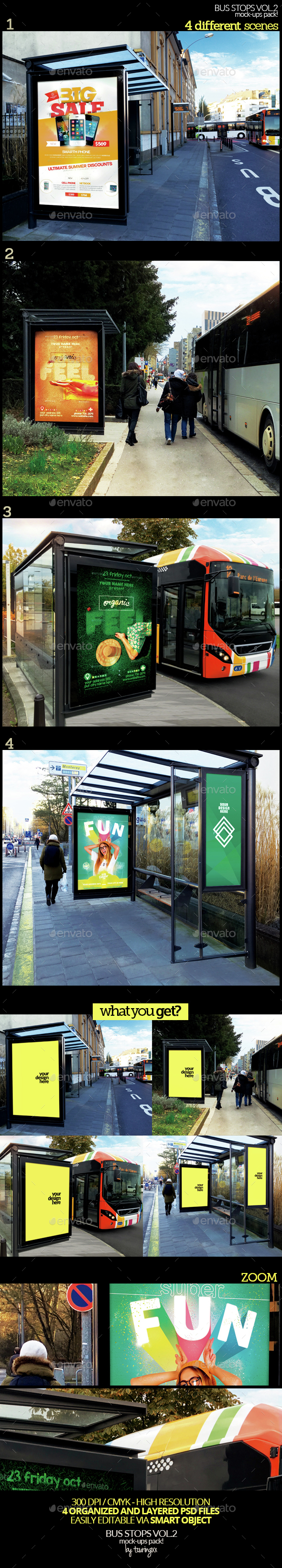 Bus Stops Vol.2 Mock-Ups Pack - Product Mock-Ups Graphics
