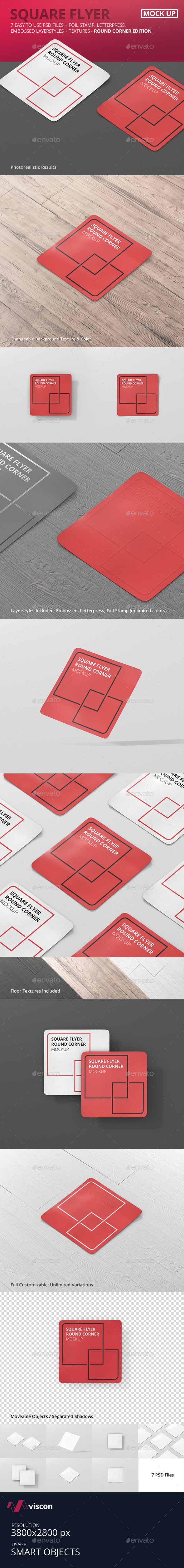 Square Flyer Mock-Up Round Corner - Flyers Print