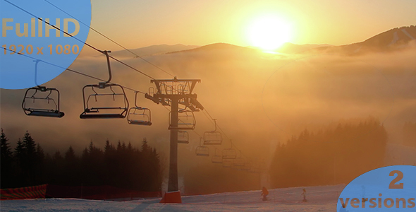 Ski Lift on the Fog and Sunset alt