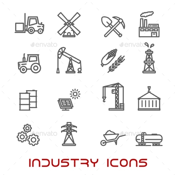 Industry And Ecology Thin Line Icons - Miscellaneous Icons