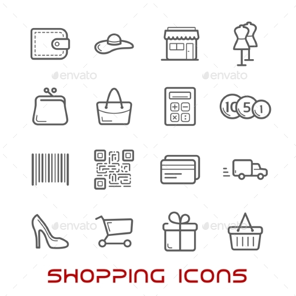 Shopping And Retail Thin Line Icons - Business Icons