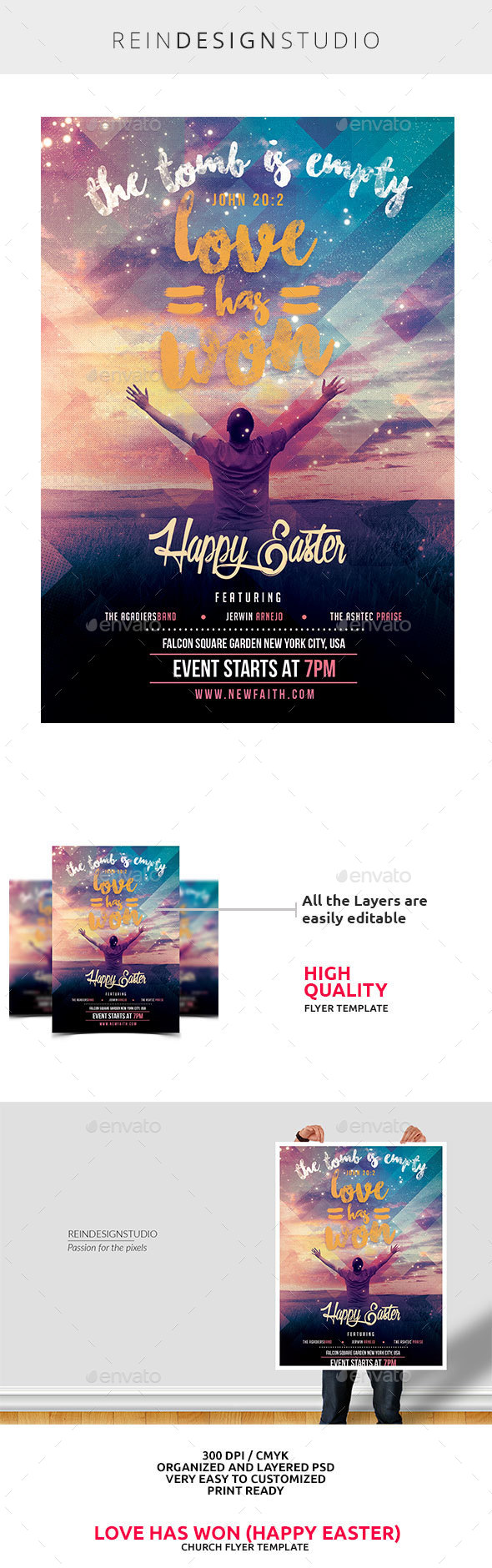 Love Has Won Happy Easter Church Flyer - Church Flyers