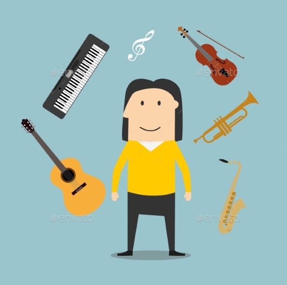Musician and Musical Instruments Icons - People Characters