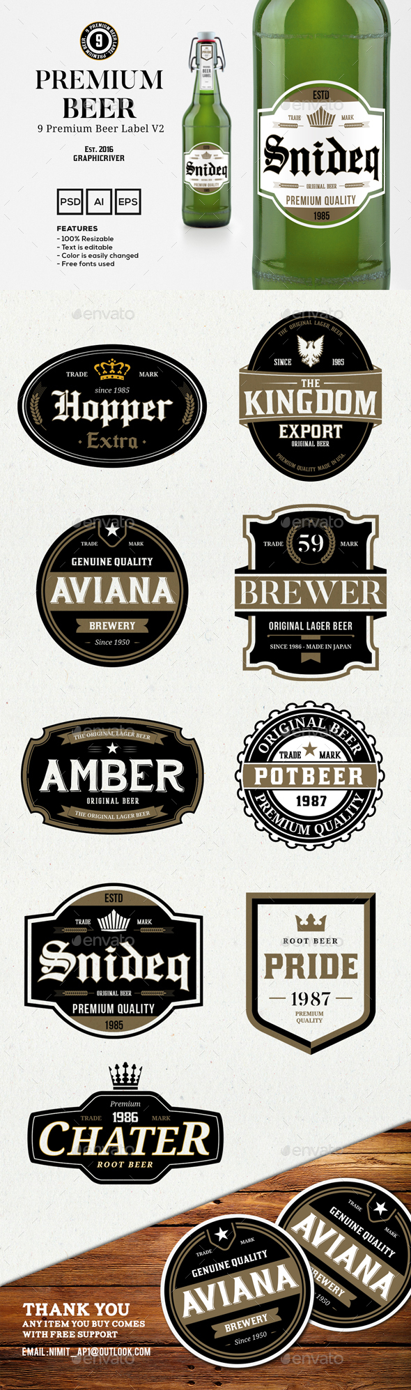 9 Premium Beer Labels V2 - Badges & Stickers Web Elements