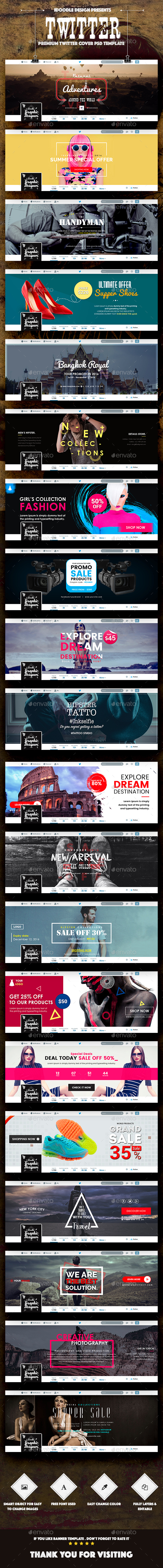 Promotion Twitter Header - 20 PSD - Twitter Social Media