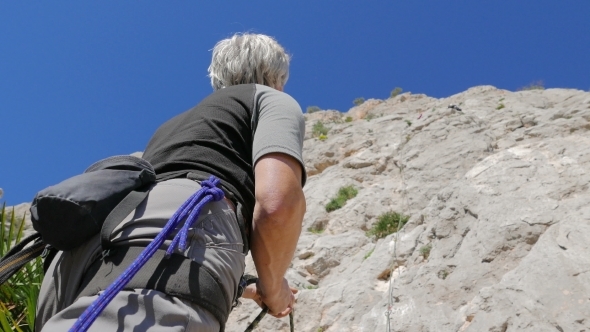 Rock Climbing Caucasian Senior