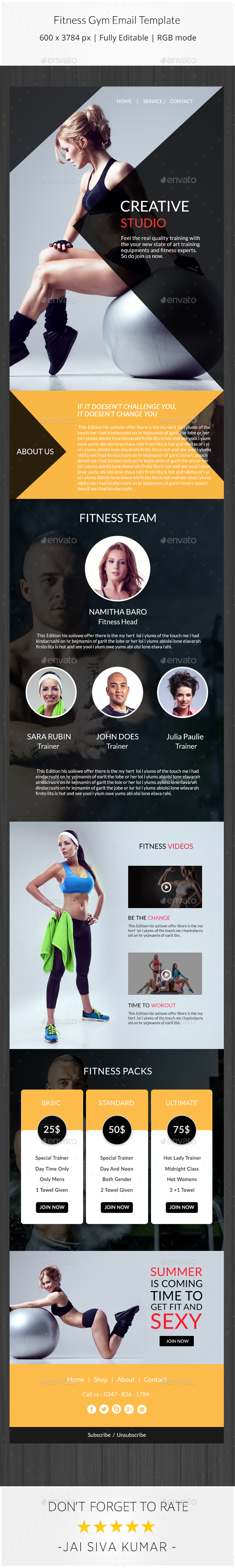 Fitness Gym Email Template - E-newsletters Web Elements