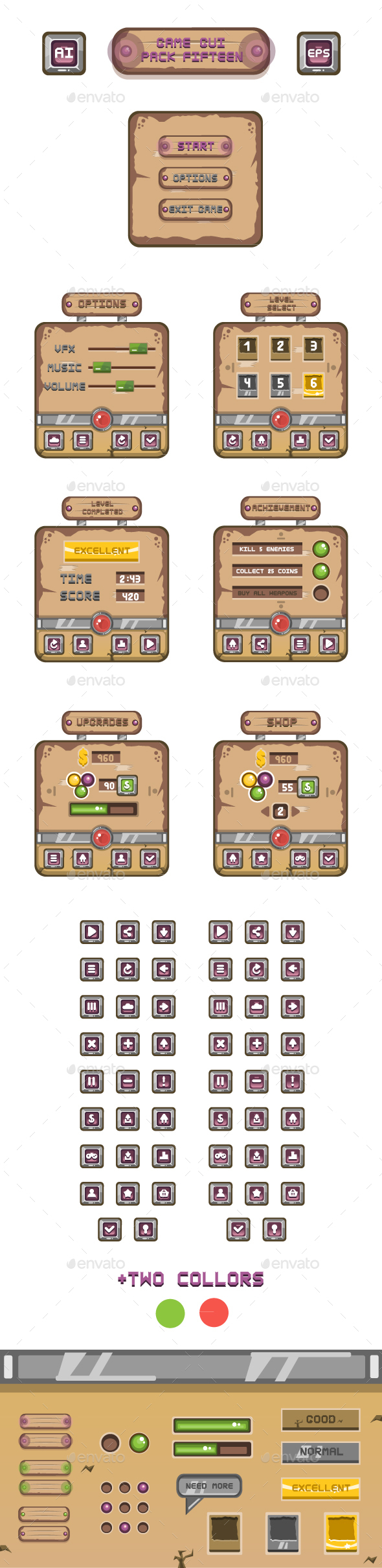 Game GUI Pack Fifteen - User Interfaces Game Assets