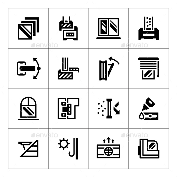 Set Icons of Modern Window - Man-made objects Objects