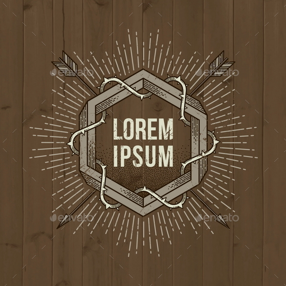 Abstract Heraldic Line Art Emblem - Vectors
