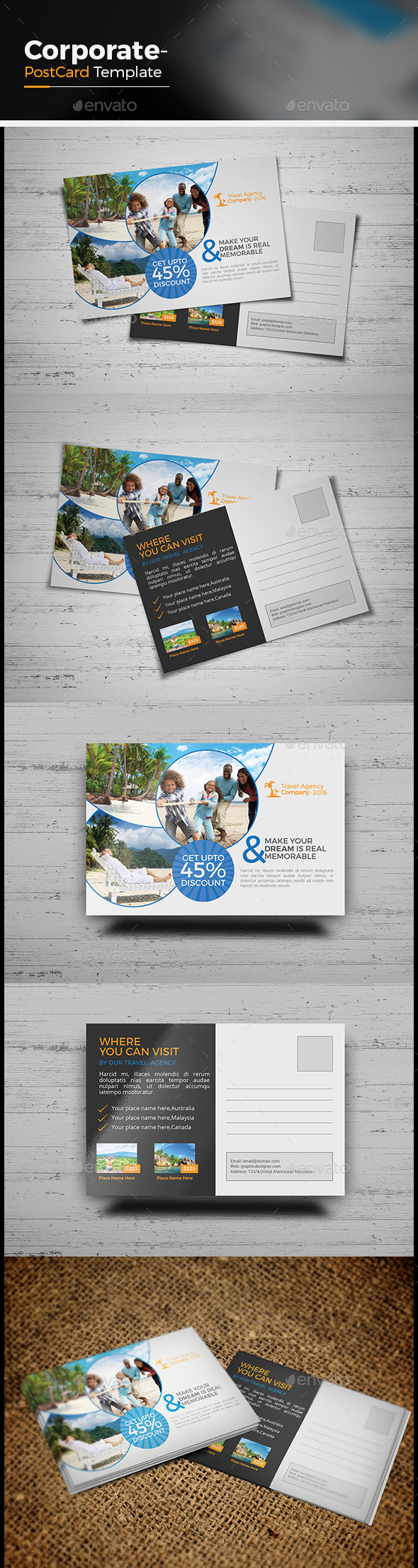 Travel Agency Postcard Template - Cards & Invites Print Templates