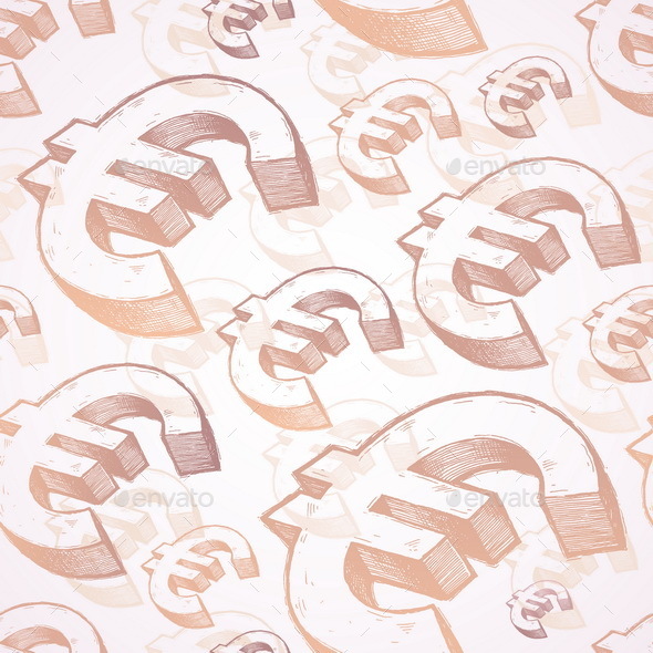 Seamless Background with Hand Drawn Euro Signs. - Business Conceptual
