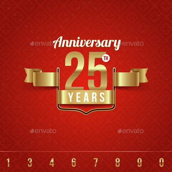Golden Emblem of Anniversary - Decorative Vectors