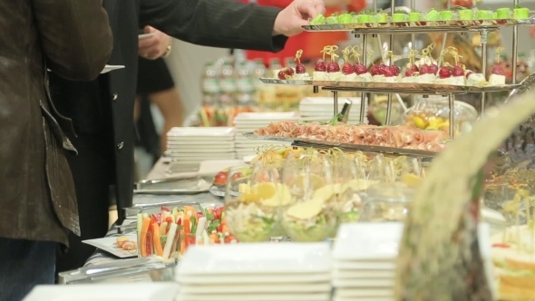Buffet Table With Snacks And Drinks