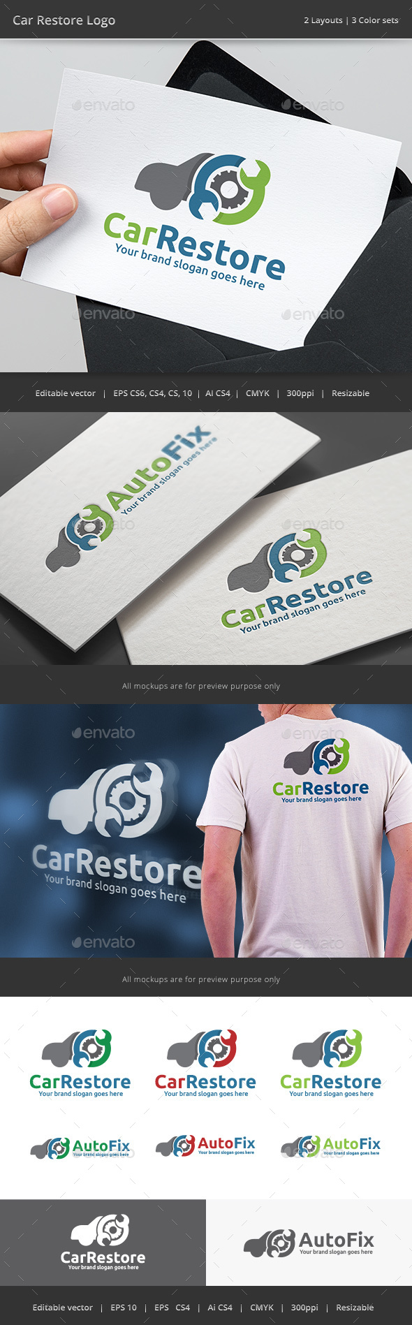 Car Restore Garage Logo - Vector Abstract