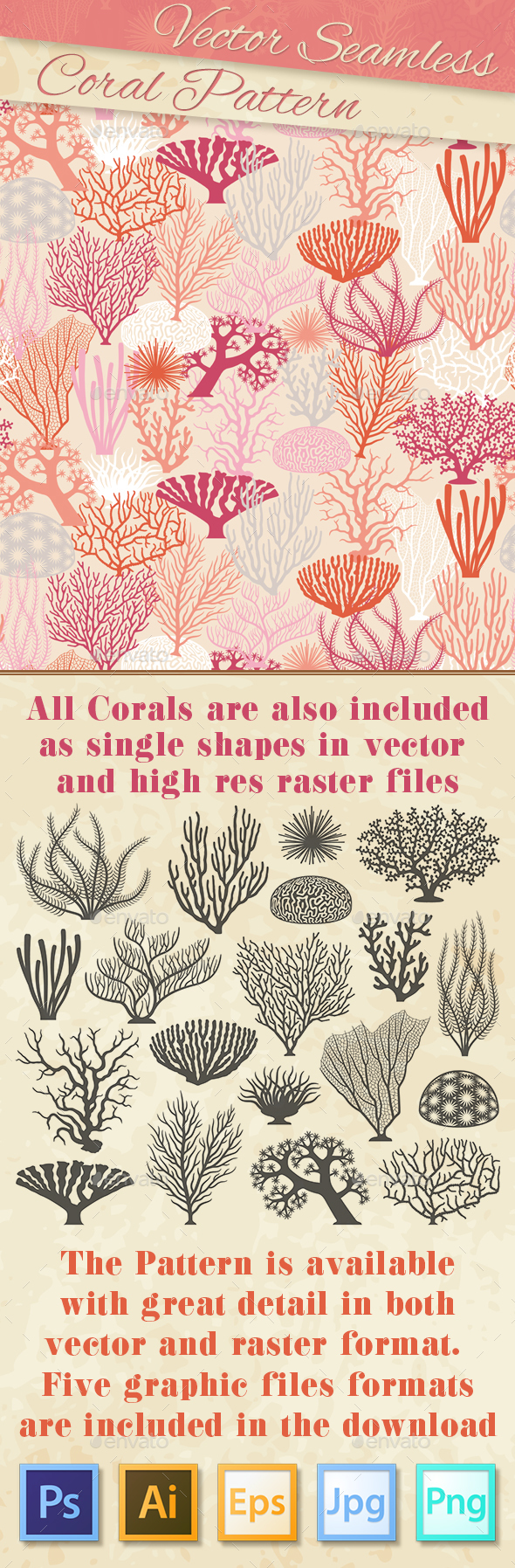 Coral Texture and Silhouettes - Decorative Vectors