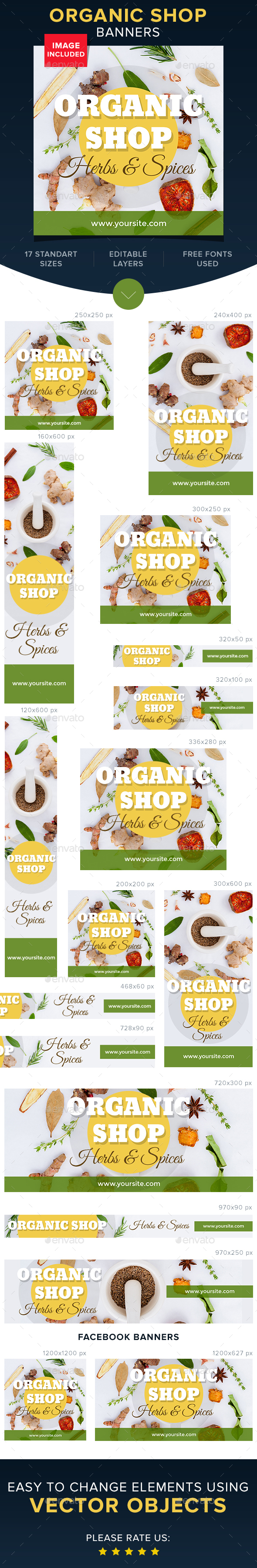 Organic Shop Banners - Banners & Ads Web Elements