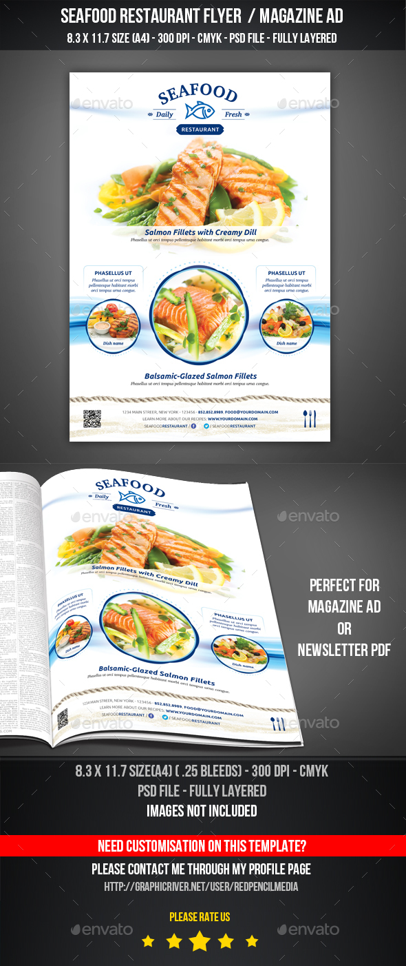 SeaFood Restaurant Flyer / Magazine AD - Restaurant Flyers
