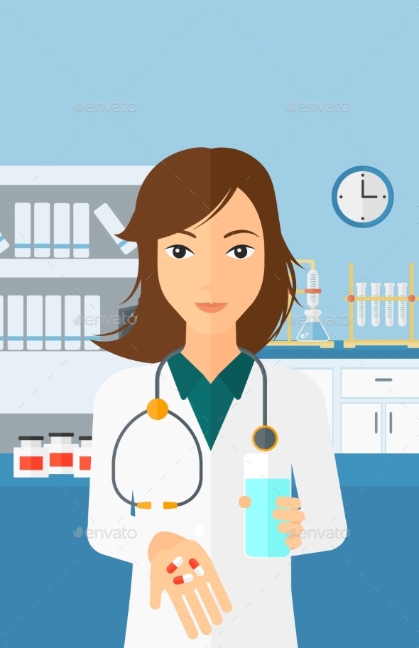 Pharmacist Giving Pills - People Characters