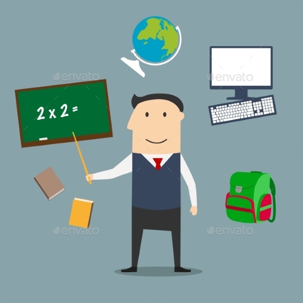 School Teacher and Education Icons - People Characters