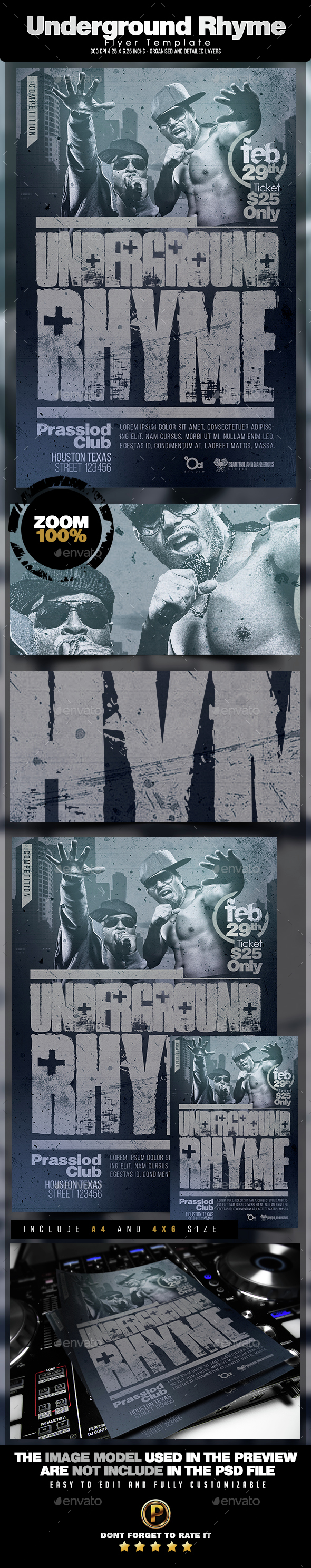 Underground Rhyme Flyer Template - Clubs & Parties Events