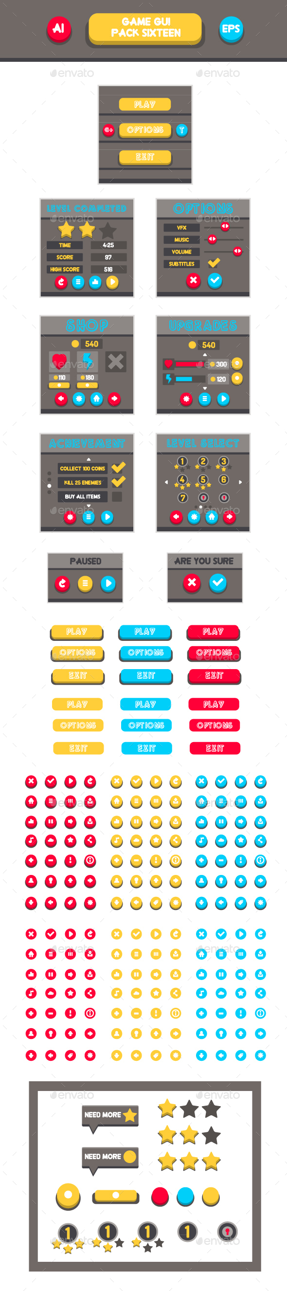 Game GUI Pack Sixteen - User Interfaces Game Assets
