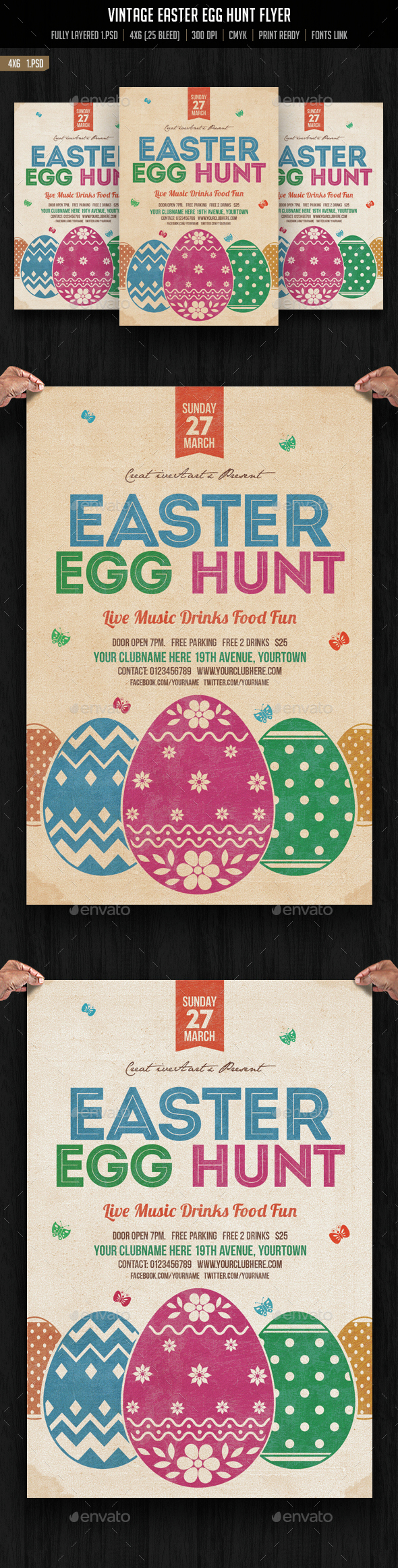 Vintage Easter Egg Hunt Flyer - Events Flyers