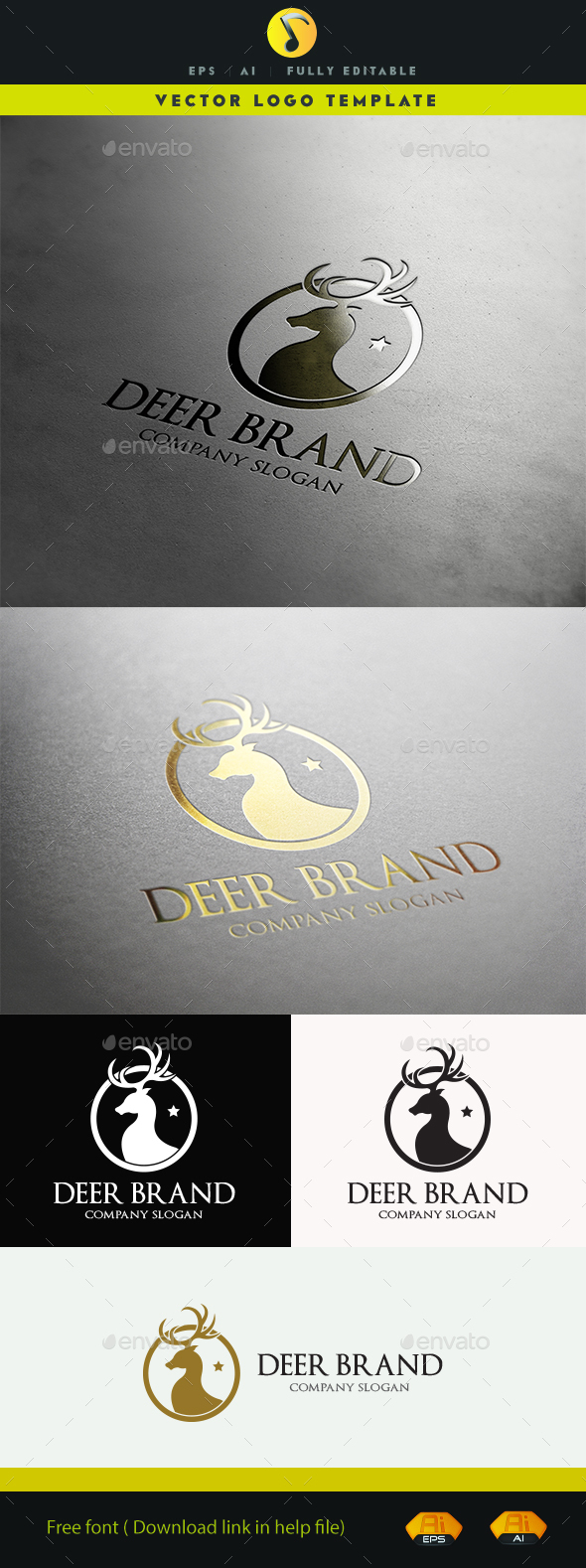 Deer Brand Logo - Animals Logo Templates