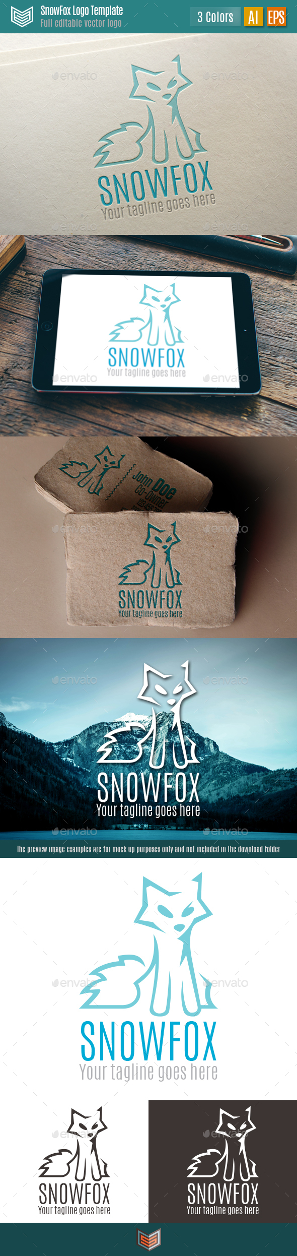 Snow Fox Logo - Animals Logo Templates