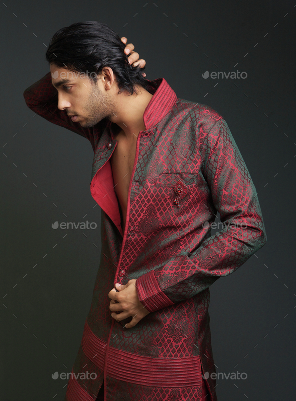 Man wearing traditional indian clothing Stock Photo by