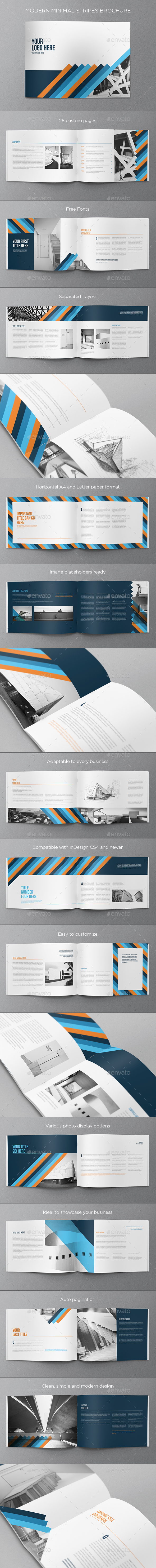 Modern Minimal Stripes Brochure - Brochures Print Templates