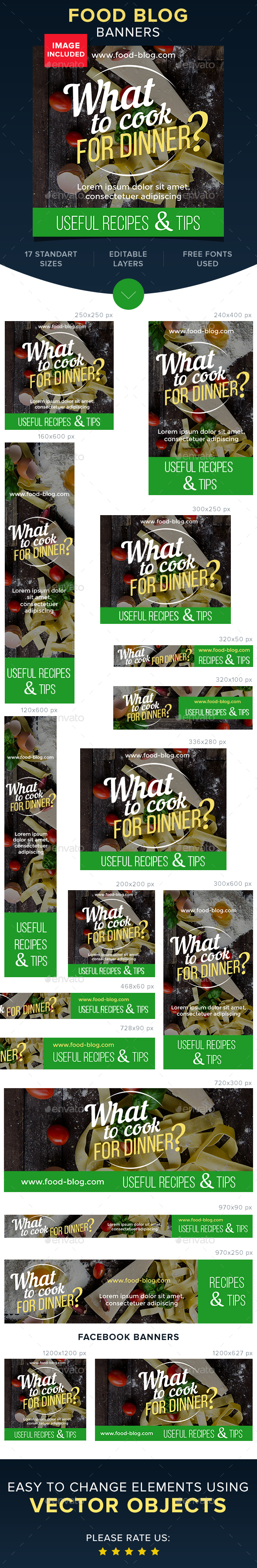 Food Blog Banners - Banners & Ads Web Elements