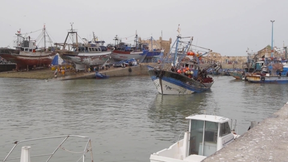 Fisherman Boats Foing To Sea, Essaouira, Morocco alt