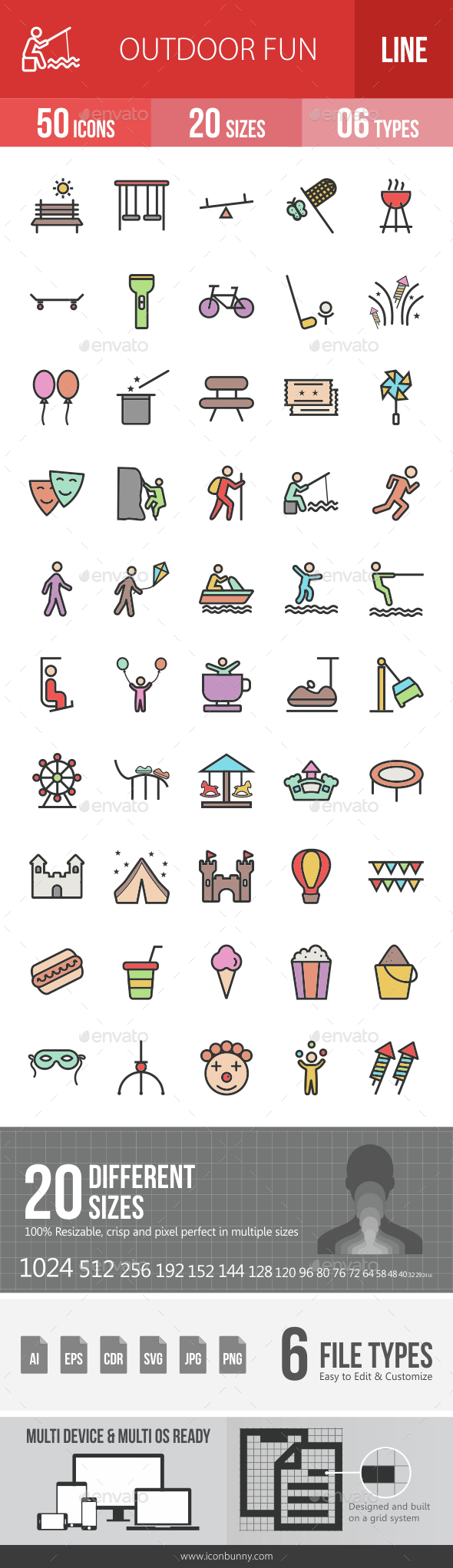 Outdoor Fun Filled Line Icons - Icons