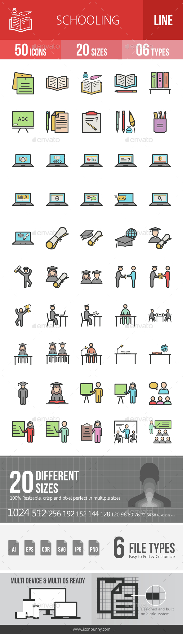 Schooling Filled Line Icons - Icons