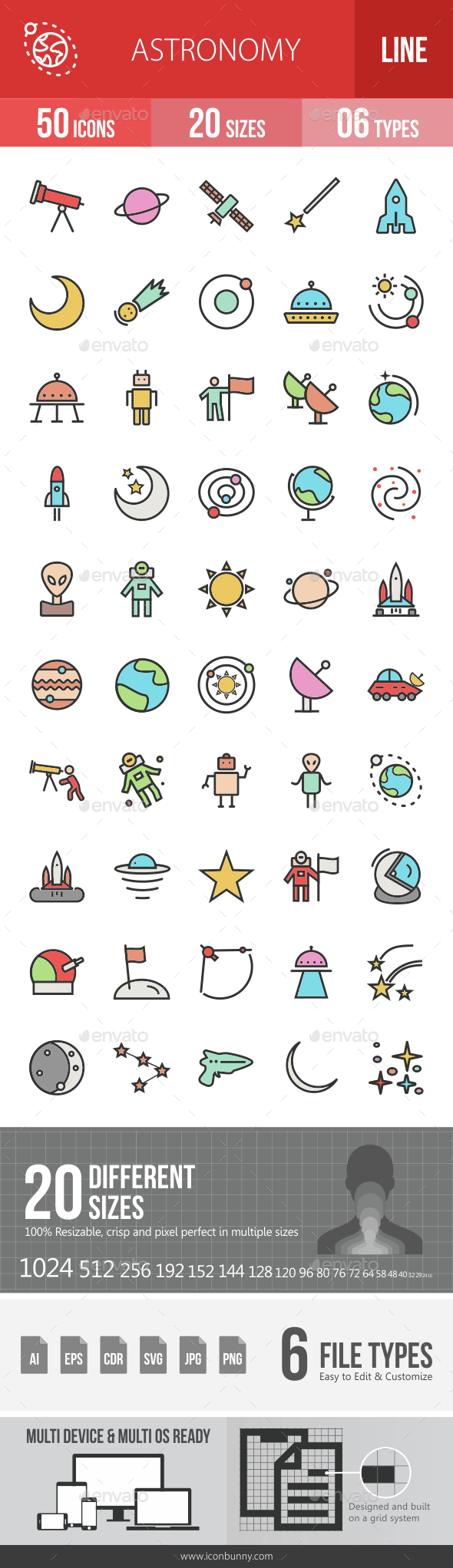 Astronomy Filled Line Icons - Icons