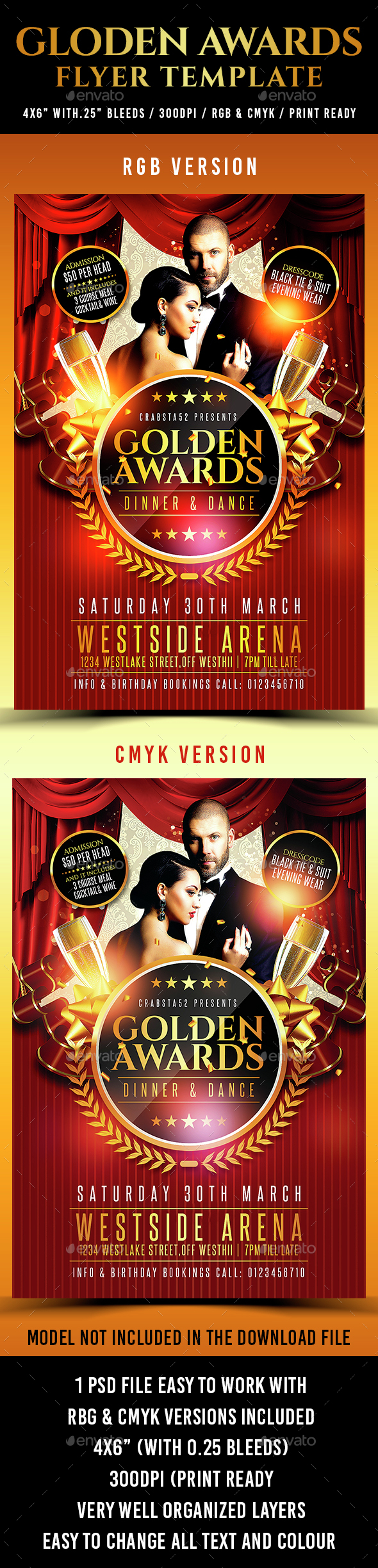 Golden Awards Flyer Template - Flyers Print Templates