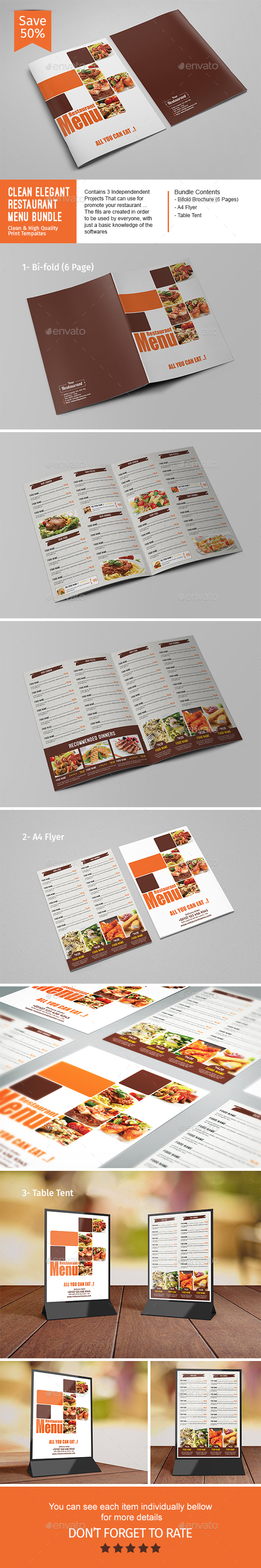 Clean Elegant Restaurant Menu Bundle - Food Menus Print Templates