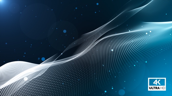 Abstract Blue & White Digital Particle Lines Wave Animation Background Seamless Loop V9 alt