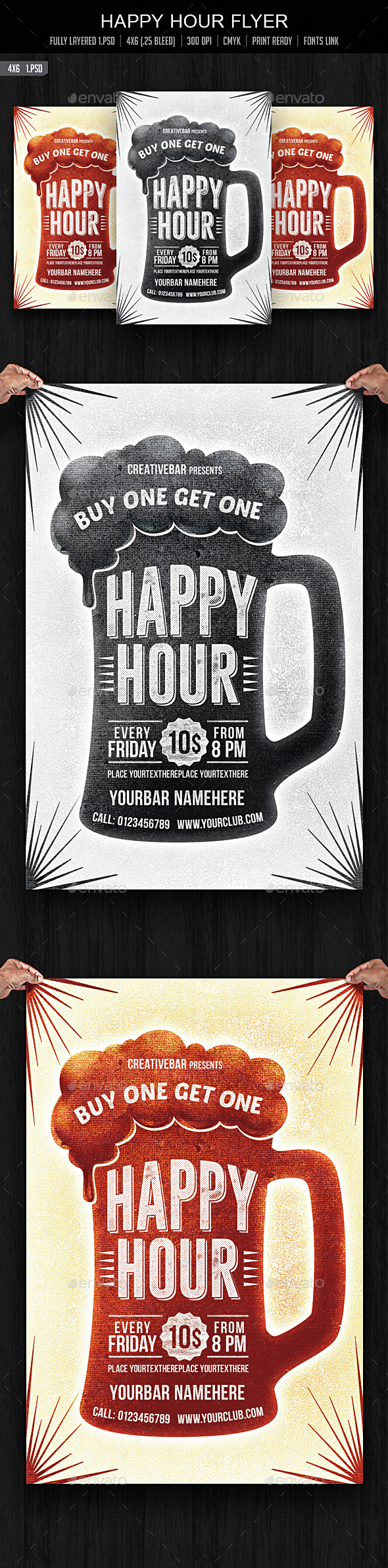 Happy Hour Flyer - Clubs & Parties Events