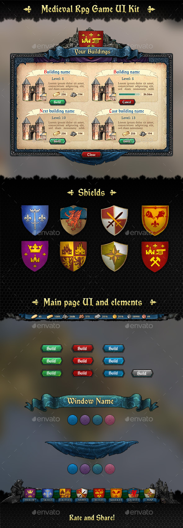 Medieval RPG UI Kit - User Interfaces Game Assets