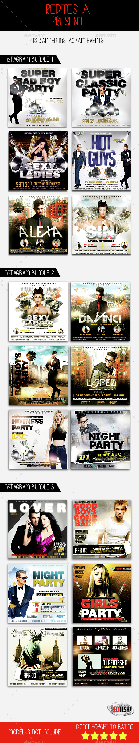 Instagram Banner Events Bundle - Banners & Ads Web Elements