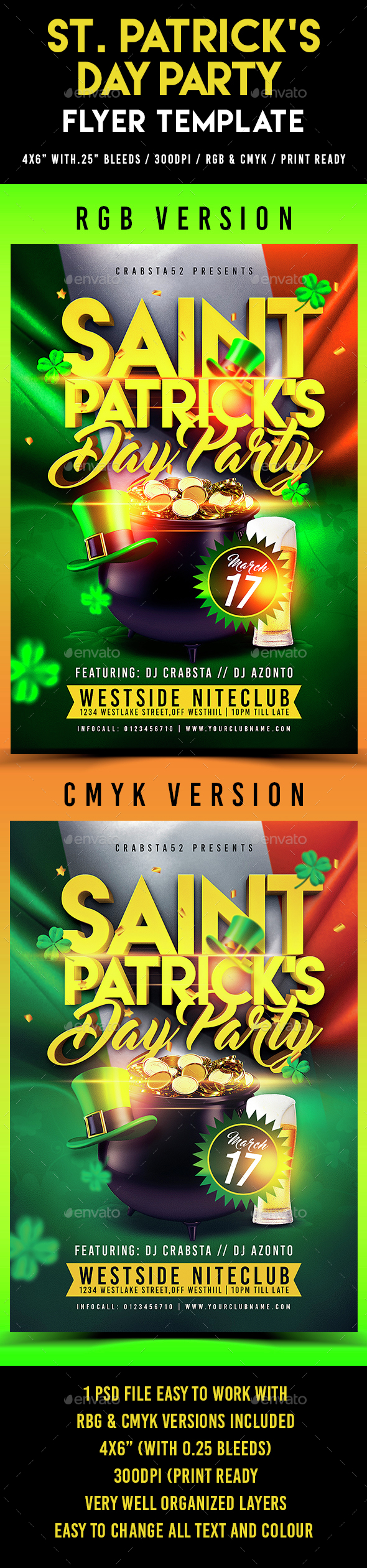 St. Patrick's Day Party Flyer Template - Flyers Print Templates