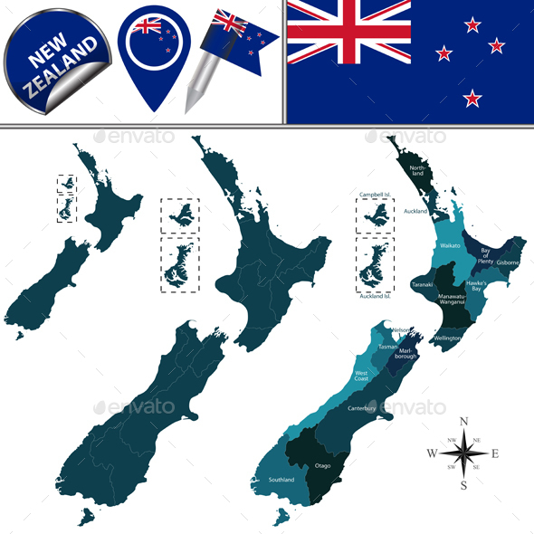 Map of New Zealand - Travel Conceptual
