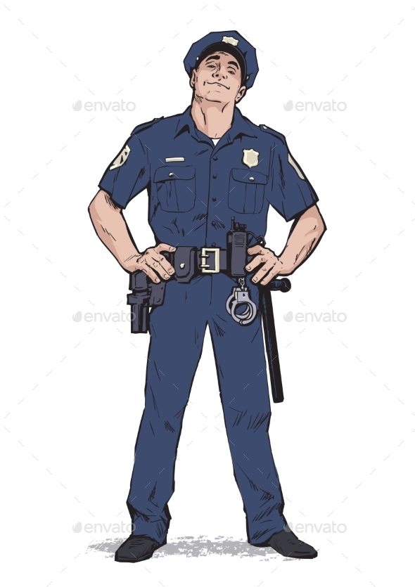 Policeman Stands Upright - People Characters
