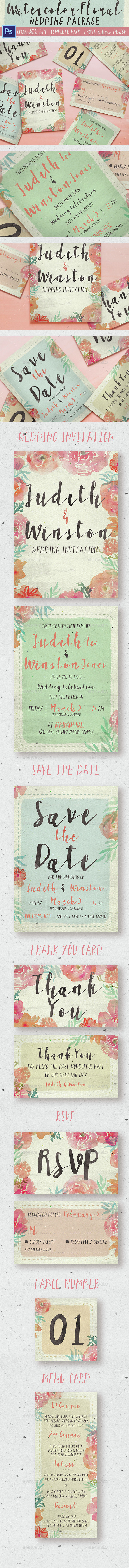 Watercolor Floral Wedding Package