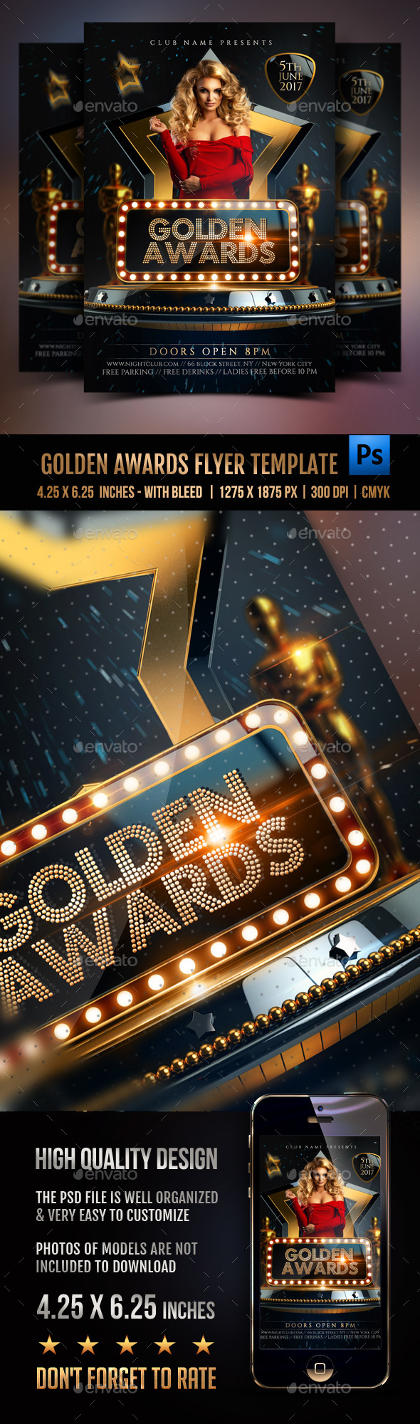 Gold font psd download poster
