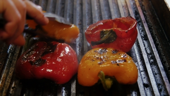 Bulgarian Pepper Is Fried On a Plate, Stock Footage | VideoHive