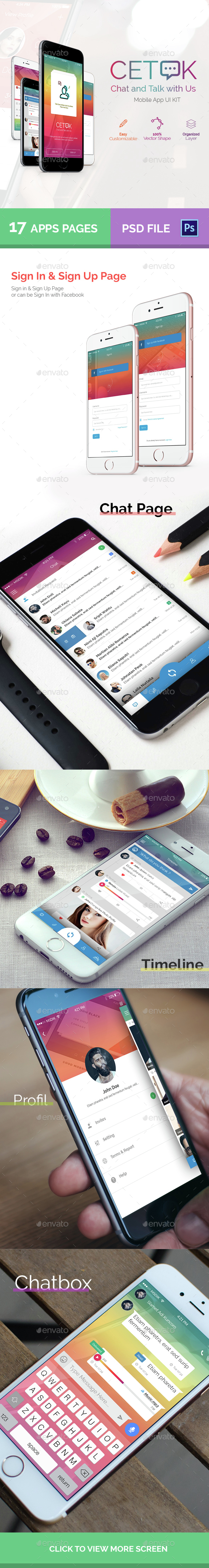Cetok - Chat and Talk Mobile Apps UI KIT - User Interfaces Web Elements
