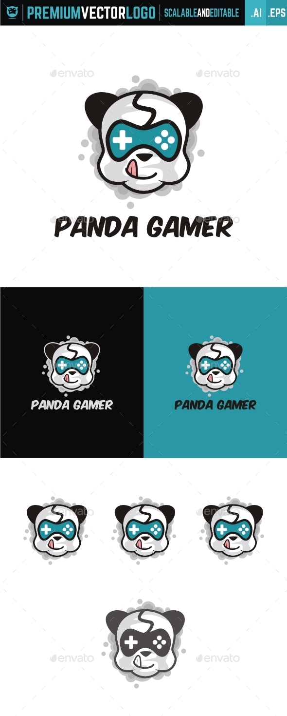 Panda Gamer - Animals Logo Templates